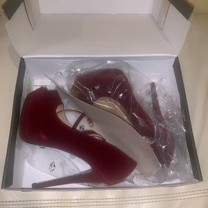 Velvet red heels